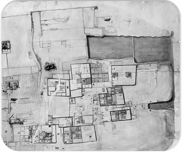 Detail of a plan of the city of Chan Chan, Chimu, Peru, 1896, after a survey done in 1893