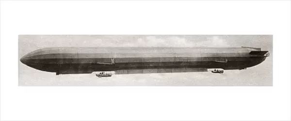 German Zeppelin airship during World War I. Photograph, c1916
