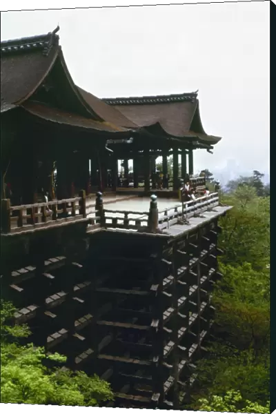 The Kiyomizu-dera temple in Kyoto, Japan. The temple dates to 798, the present bulding to 1633. Photograph, late 20th century