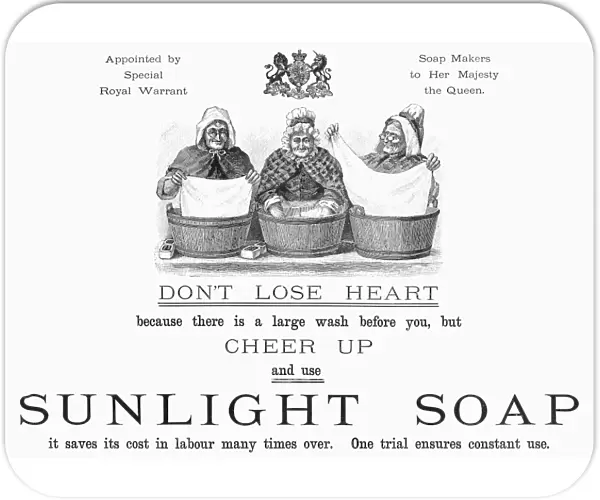 SUNLIGHT SOAP, 1893. English newspaper advertisement, 1893