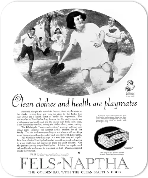 AD: FELS-NAPTHA, 1922. American advertisement for Fels-Naptha laundry soap, 1922