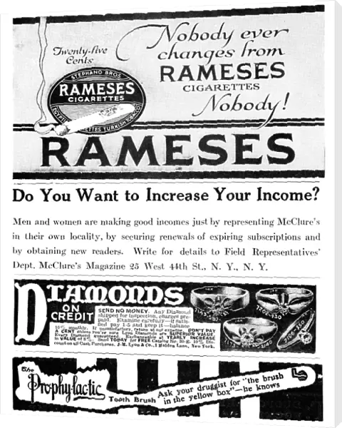 AD: RAMESES CIGARETTES. American advertisement for Rameses Cigarettes, 1919