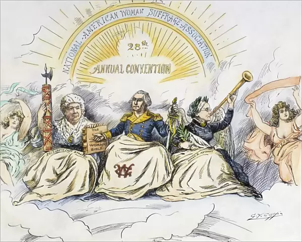 WOMENs RIGHTS CARTOON. The Apotheosis of Liberty. American cartoon, 1896, by George Y
