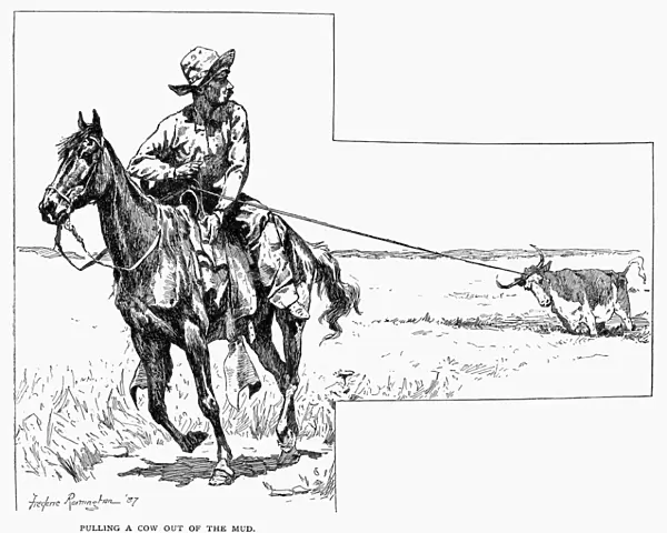 REMINGTON: COWBOYS, 1887. Pulling a cow out of the mud
