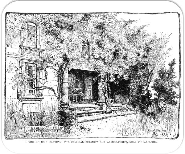 JOHN BARTRAM HOUSE. Southeast view of the house and garden of American botanist