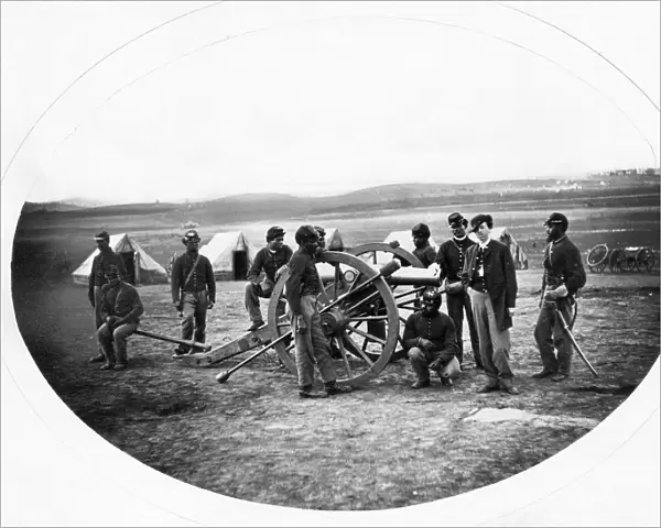 CIVIL WAR: BLACK TROOPS. Battery A of the 2nd US Colored Artillery. Photograph, c1863