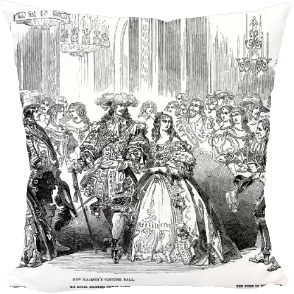 ROYAL COSTUME BALL, 1851. Queen Victoria and Prince Albert (center) at the Queens costume ball