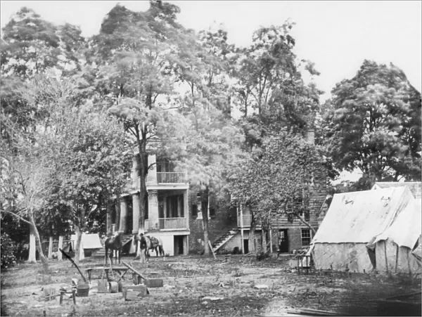 FAIRFAX COURT HOUSE, 1863. The Fairfax Court House, Virginia, used as a headquarters