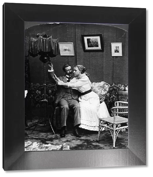 COUPLE, 1896. Before, and- Stereograph, American, 1896
