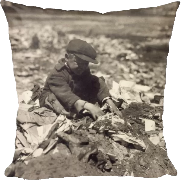 BOY PLAYING IN DUMP, 1916. Pleasant Street Dump, Fall River, Massachusetts