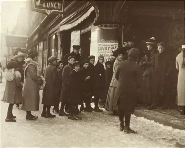 VAUDEVILLE AUDIENCE, 1912. Line of people waiting to see a Vaudeville show at Fall River