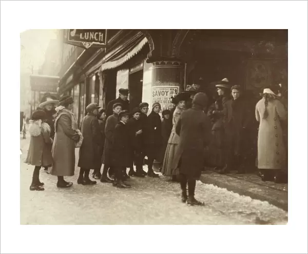VAUDEVILLE AUDIENCE, 1912. Line of people waiting to see a Vaudeville show at Fall River