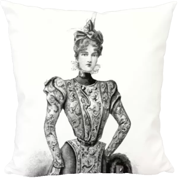 FASHION: GOWN, 1898. Cloth and velvet gown. English illustration, 1898