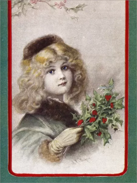 CHRISTMAS CARD. American Christmas card. Illustration, late 19th century