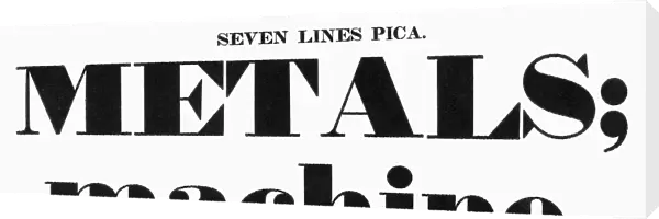 TYPOGRAPHY, 1825. Seven lines pica, a typeface from the catalog of Baker & Greele
