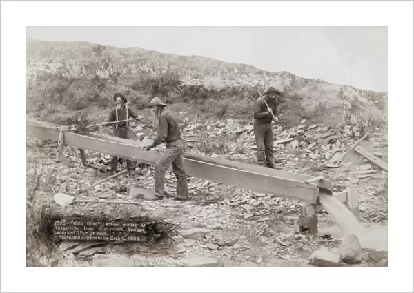 SOUTH DAKOTA: MINING, 1889. Gold dust. Three men placer mining for gold in Rockerville