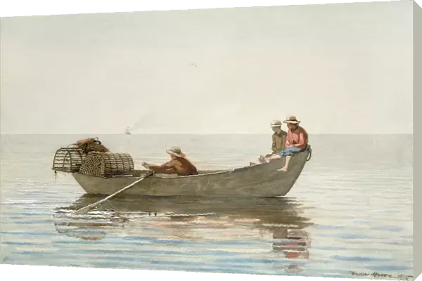 HOMER: THREE BOYS, 1875. Three Boys in a Dory with Lobster Pots. Winslow Homer