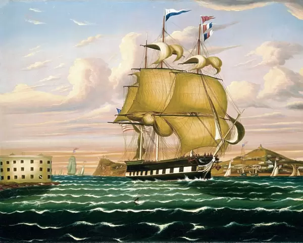 CHAMBERS: NEW YORK. Packet Ship Passing Castle Williams, New York Harbor