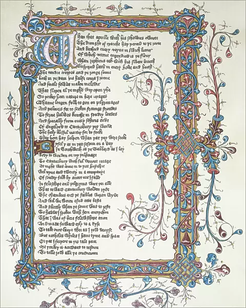 CANTERBURY TALES. The beginning of the prologue to Chaucers Canterbury Tales