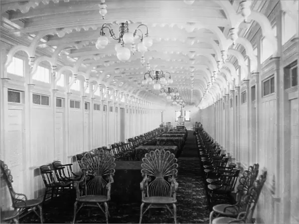 STEAMBOAT INTERIOR, c1896. Interior view of the Bluff City, sternwheel steamboat