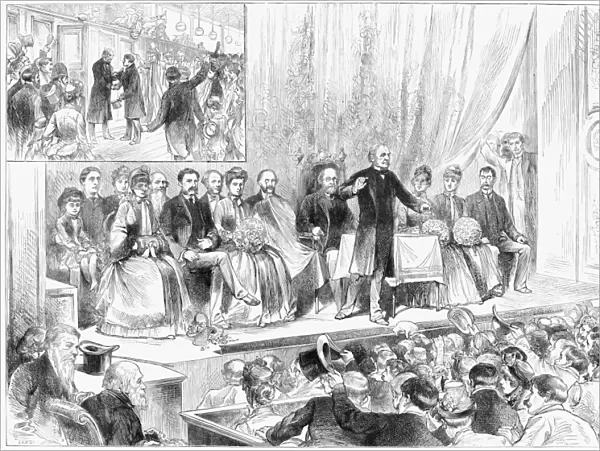 ENGLAND: ELECTION, 1885. The election campaign: Mr. Gladstone at the Albert Hall, Edinburgh
