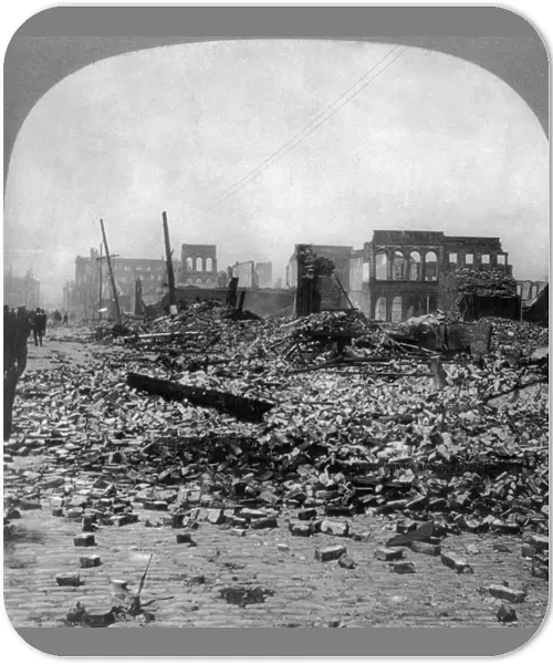 SAN FRANCISCO EARTHQUAKE. The ruins of the wholesale district, Battery north