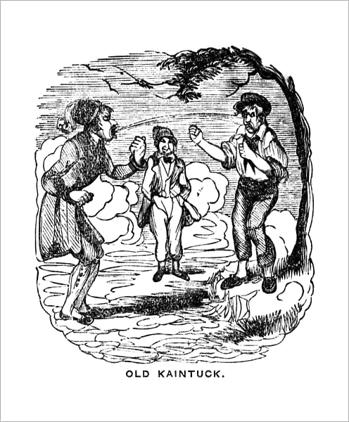 CROCKETT ALMANAC, 1843. Old Kaintuck. Woodcut from The Crockett Almanac, Nashville
