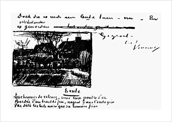 VAN GOGH: LETTER. Ink sketch in a signed letter by Vincent Van Gogh