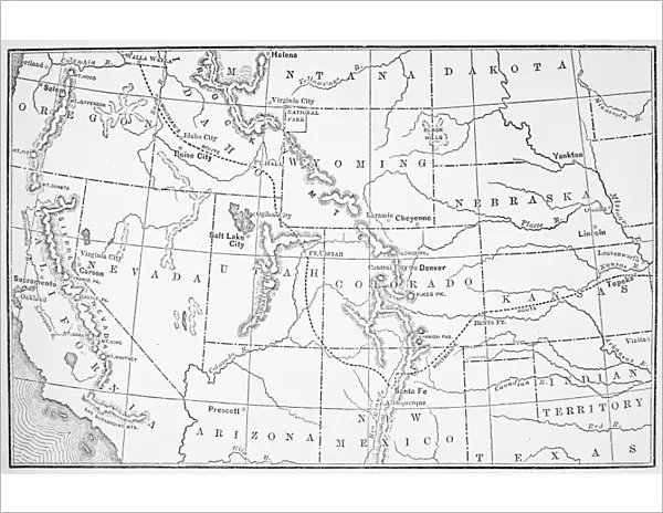 WHITMANs ROUTE. Map of the route traveled by Marcus Whitman and his guide Asa