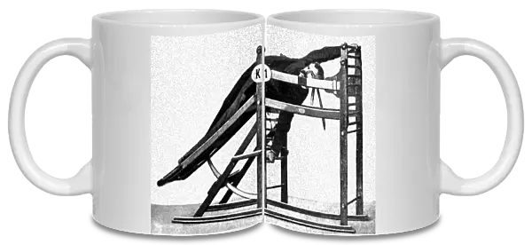 EXERCISE MACHINE, 1896. Hanging Sideways. Curative gymnastics machine invented by Dr