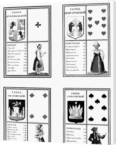 RUSSIA: PLAYING CARDS. Russian geographical playing cards, 1830