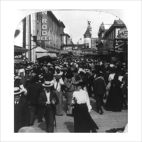 CONEY ISLAND: BOWERY, 1903. Crowded street on the Bowery at Coney Island, Brooklyn, New York