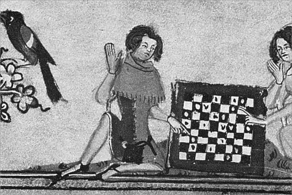CHESS PLAYERS, c1340. A man and a woman playing chess