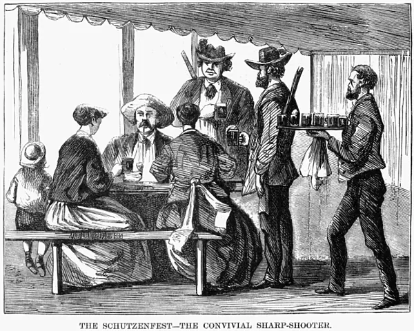 SCHUTZENFEST, 1868. The Schutzenfest - The convival sharp-shooter. Engraving, 1868