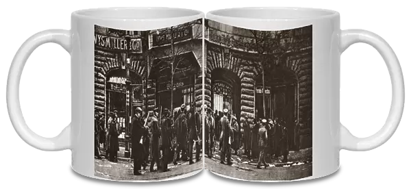 WORLD WAR I: REVOLUTION. Crowd gathers outside of the Vorwaerts Newspaper plant