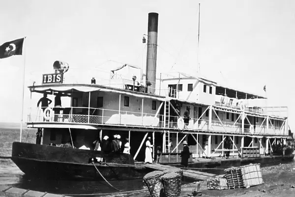 AFRICA: STEAMBOAT. Steamboat at a wharf in Africa. Photograph, c1880-1923