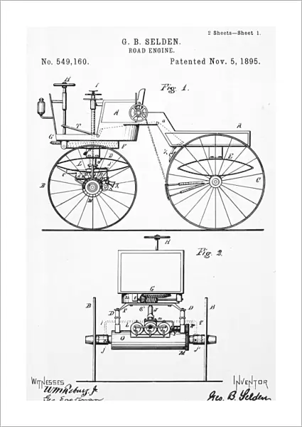 SELDEN: ROAD ENGINE, 1895. The first patent ever granted for a combination of an