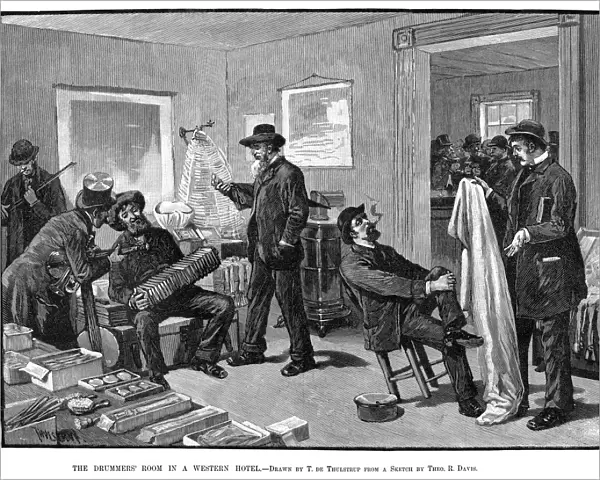 HOTEL: DRUMMERS ROOM, 1883. The Drummers Room in a Western Hotel