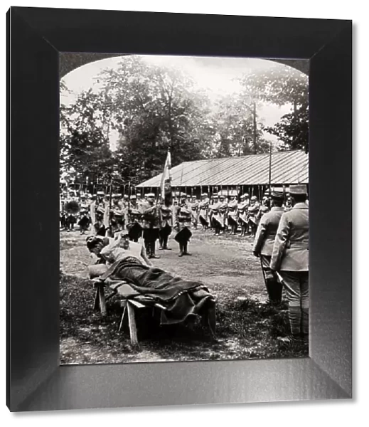 WORLD WAR I: CEREMONY. French army ceremony, awarding the Medaille Militaire to Adjutant Dambrine