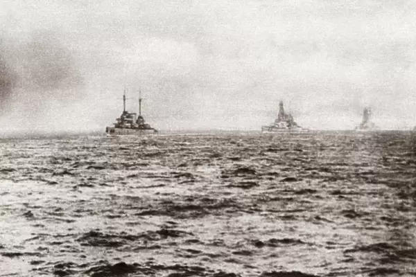 WORLD WAR I: SURRENDER. German Battleships and Battle Cruisers lead by the Seydlitz