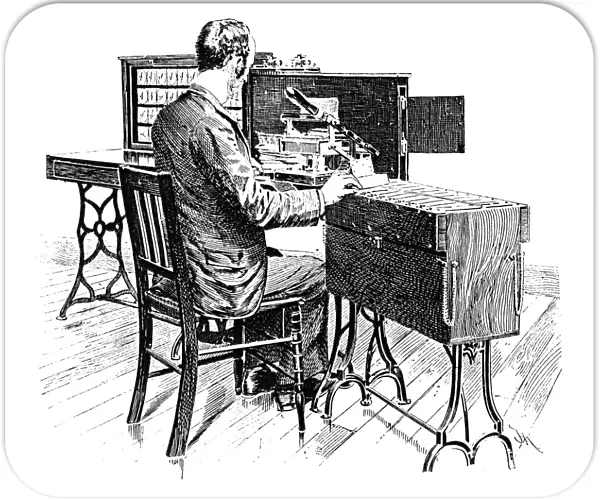 CENSUS MACHINE, 1890. Operating the sorting and counting mechanism for the statistical
