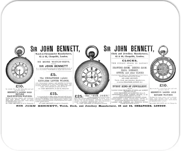 POCKET WATCHES, 1887. Advertisement for pocket watches, English, 1887