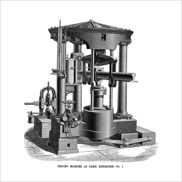 TESTING MACHINE, 1878. A universal testing machine, used to test the tensile