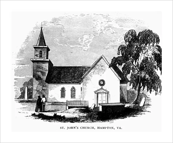 VIRGINIA: HAMPTON, CHURCH. St. Johns Church in Hampton, Virginia. Wood engraving