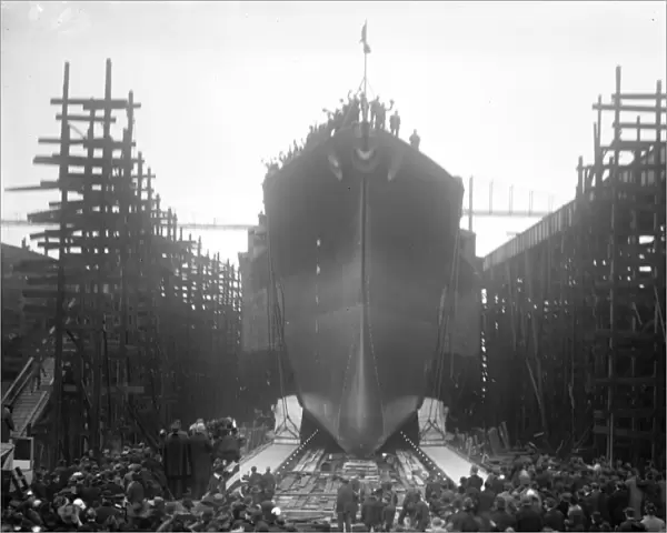 BATTLESHIP LAUNCH, 1917. Launch of the battleship USS Mississipi at Newport News