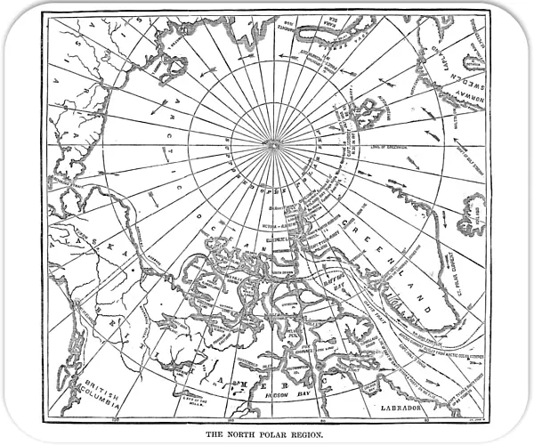 POLAR EXPEDITIONS, 1873. Map showing the route of the Polaris expedition led