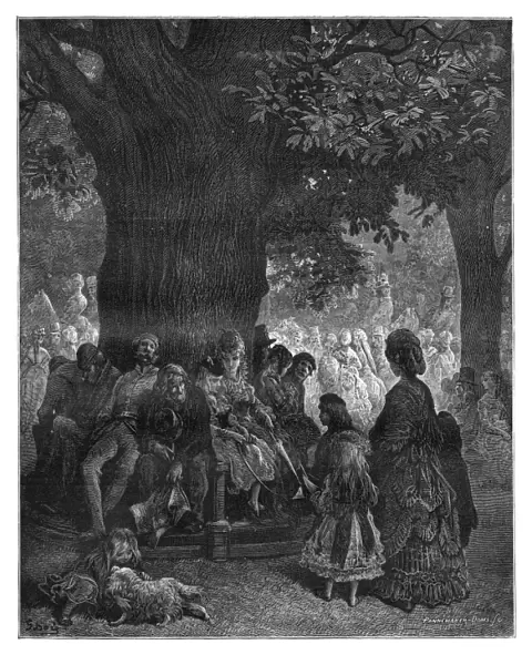 DORE: LONDON, 1872. The Great Tree - Kensington Gardens. Wood engraving after Gustave Dore
