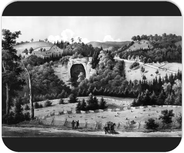 VIRGINIA: NATURAL BRIDGE. Natural bridge in Virginia. Lithograph, American, 1858