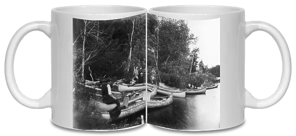 MAINE: CANOES, c1885. Canoes for picnicing on Moosehead Lake, Maine