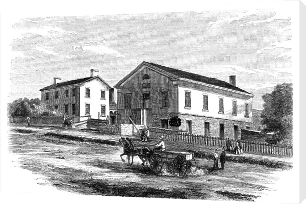 UTAH: SALT LAKE CITY, 1858. Social Hall for Mormon meetings, in Salt Lake City, Utah